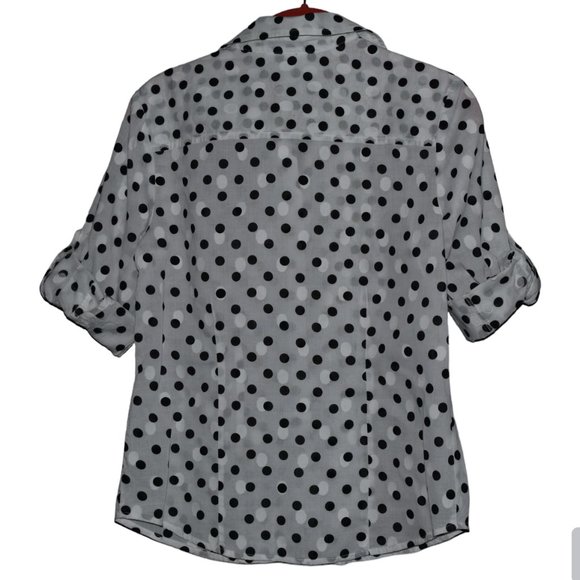 KAREN SCOTT Black and White Polka Dots Blouse Top Shirt. Size SP - Picture 2 of 6